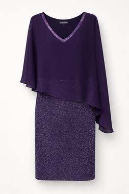 Glamour Nights Purple Chiffon Overlay Sequin Cocktail Dress Size 12P